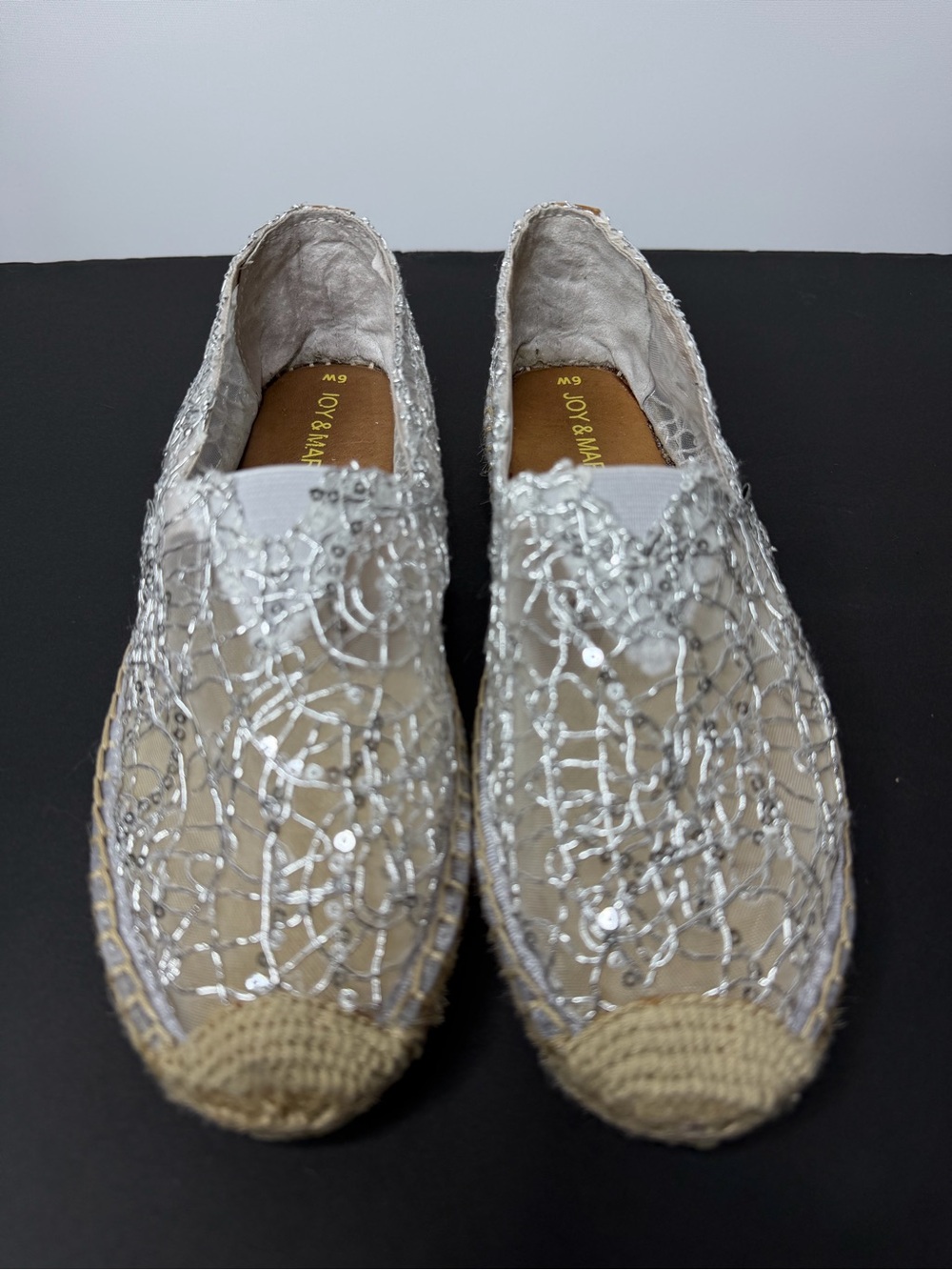 Joy & Mario Silver Sequin Espadrilles - Women's
